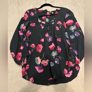 Rebecca Taylor Black and Pink Silk Blouse